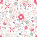 Pink pastel floral pattern